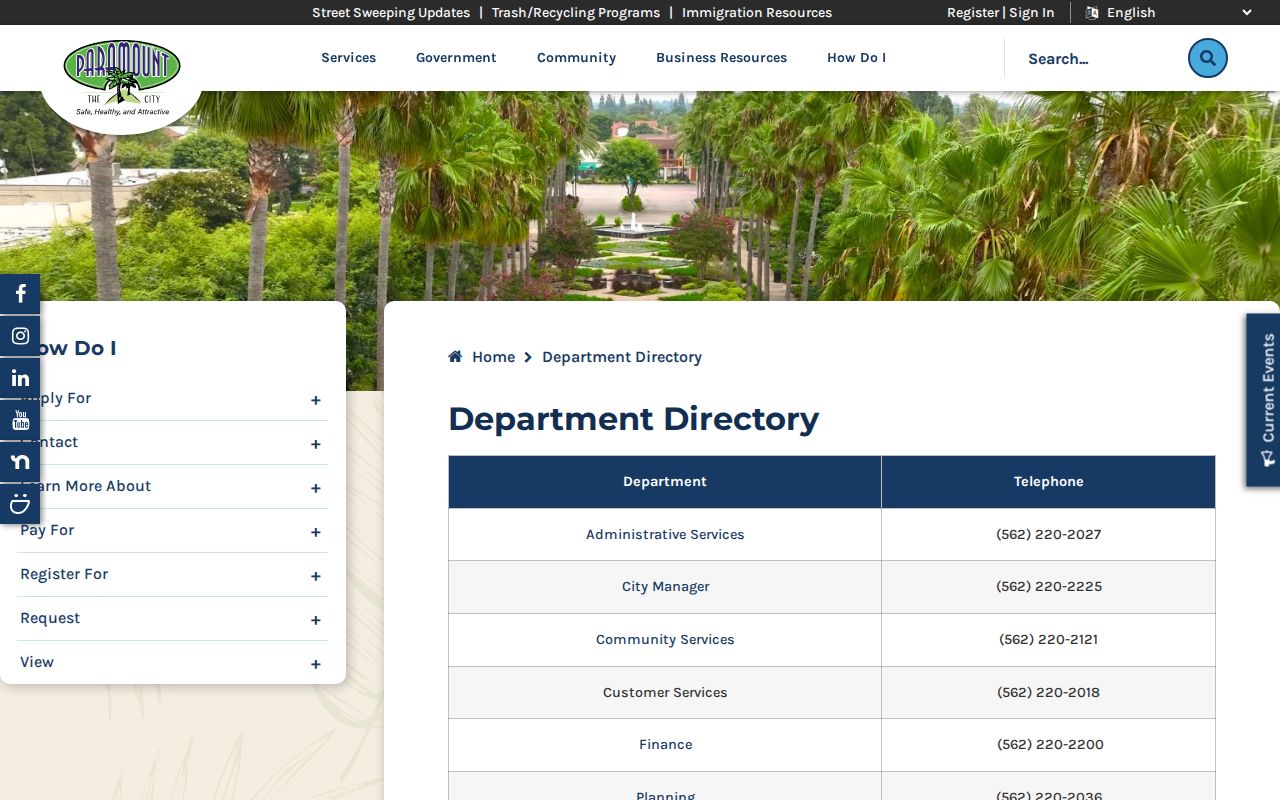 Paramount people search city department directory
