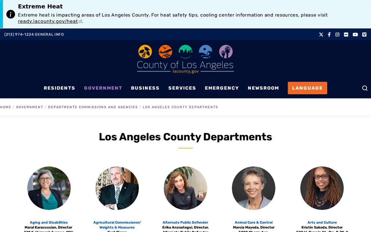 Paramount people directories view of Los Angeles County department contacts