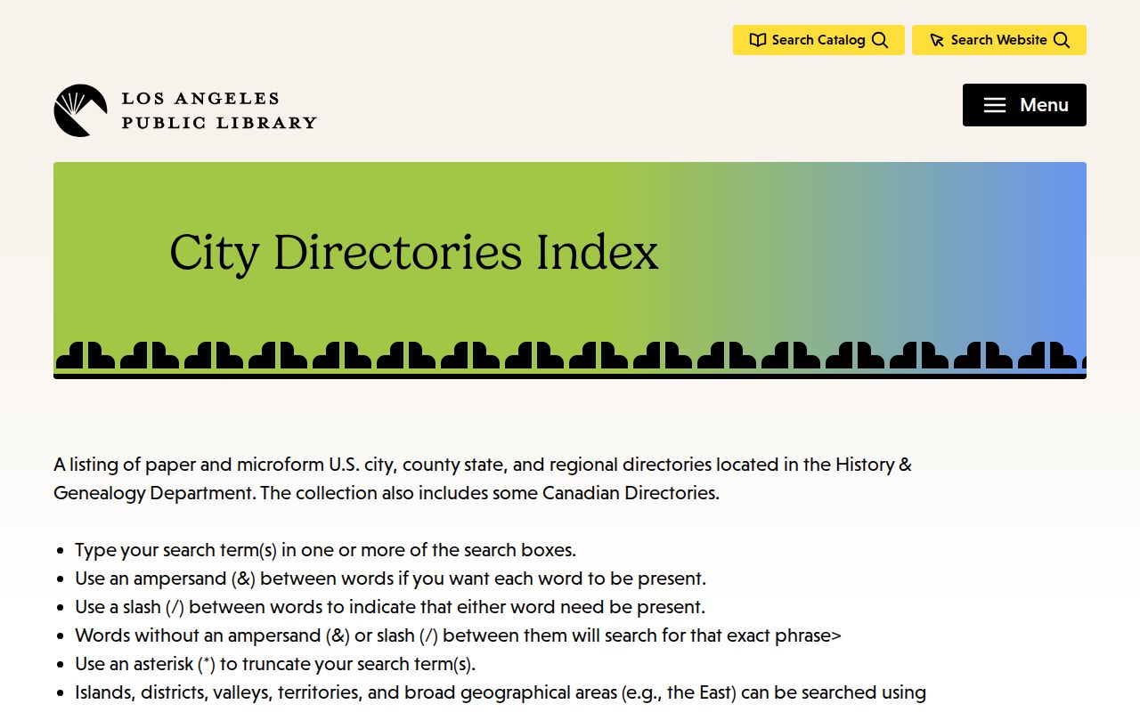 Paramount people directories research view of the LAPL City Directories Index