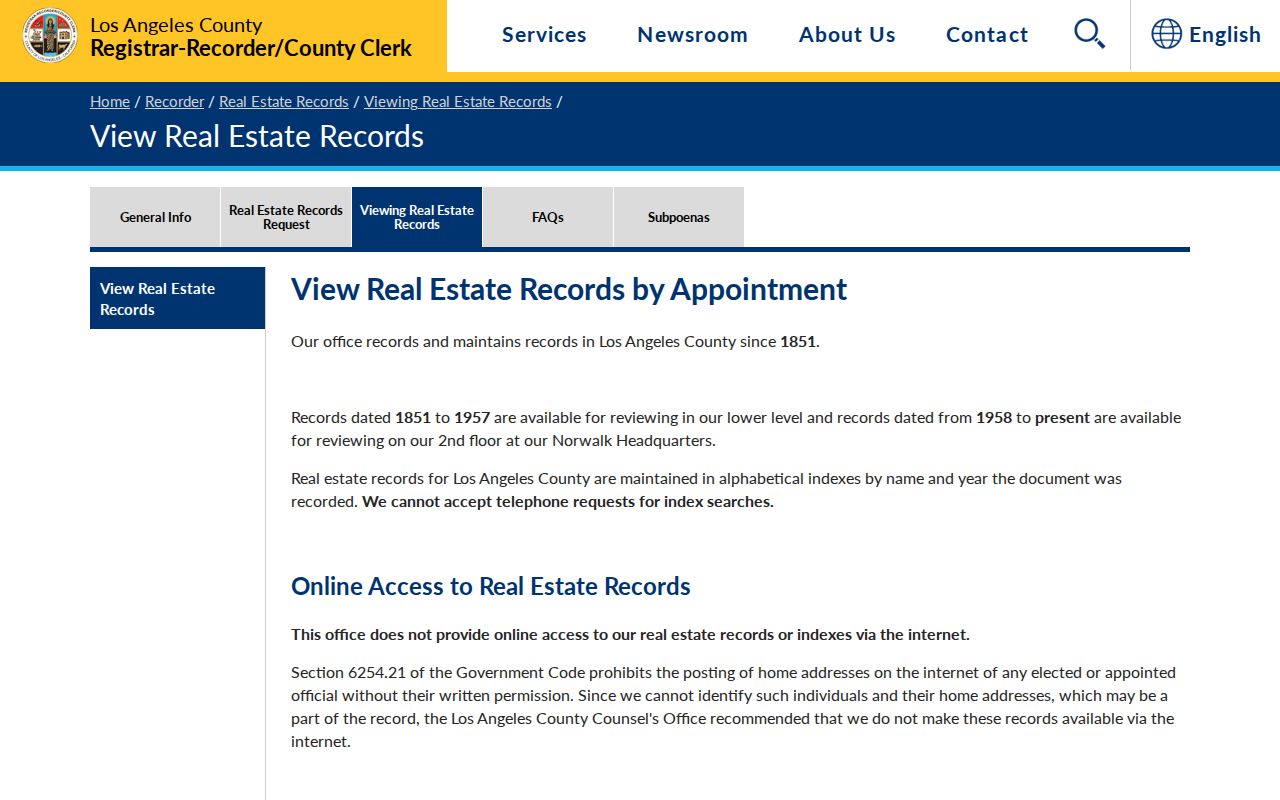 Paramount public records real estate viewing instructions