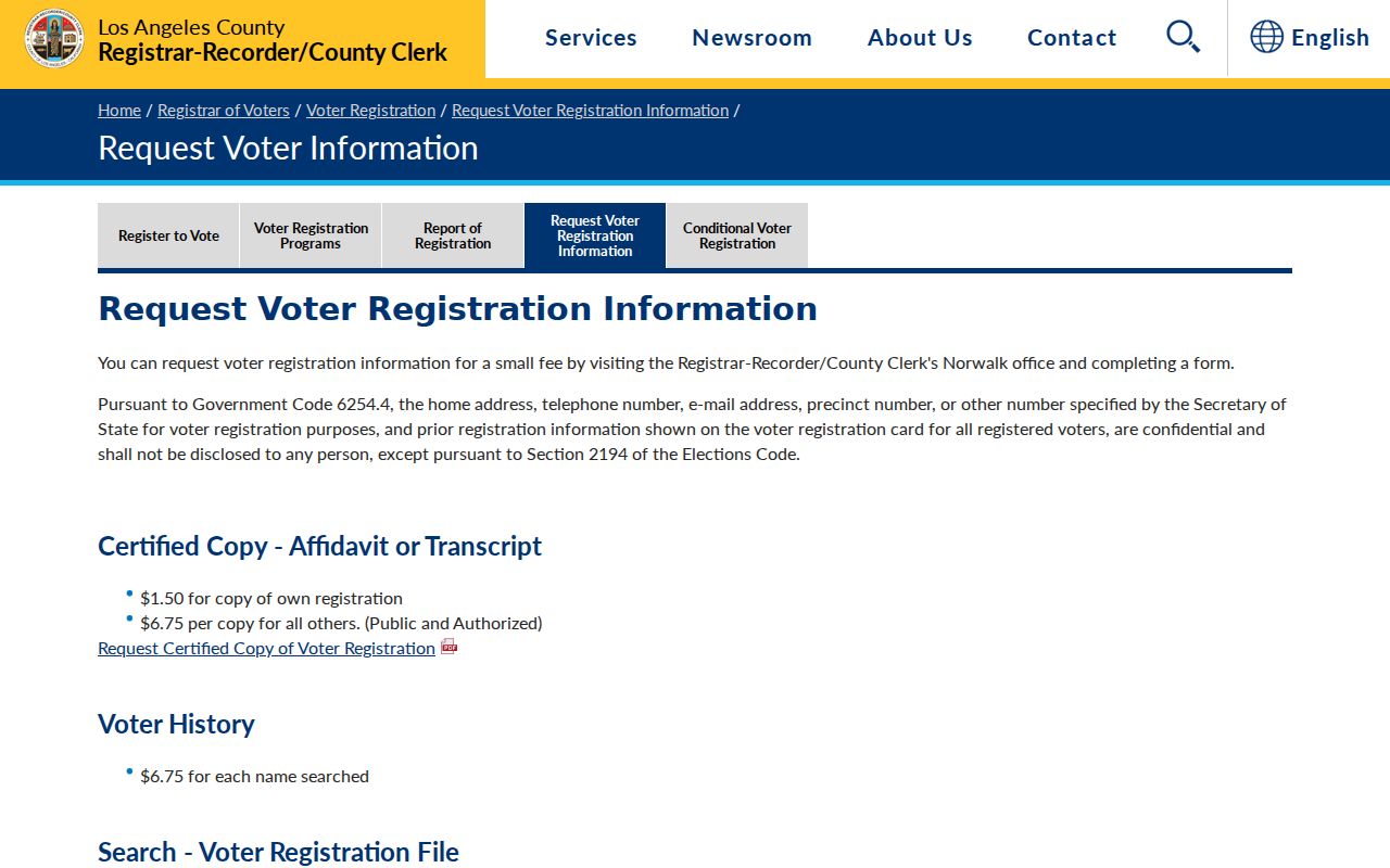 Paramount voter records request instructions from Los Angeles County